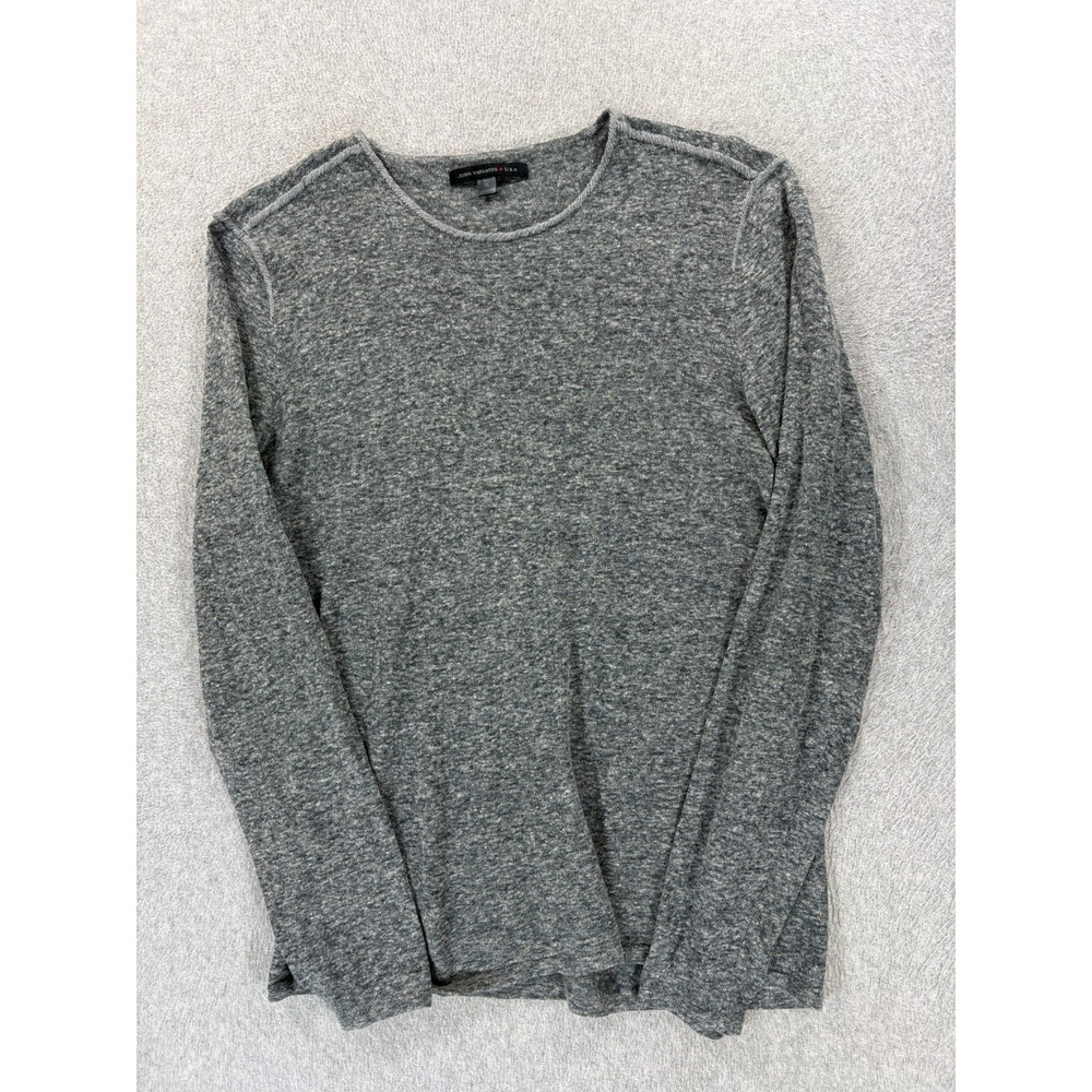 John Varvatos Linen Blend Long Sleeve Top (Women's Medium) Gray